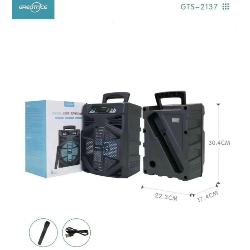 Coluna Bluetooth 8" com Microfone e Luz LED 10W