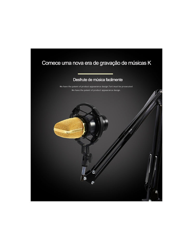 Conjunto Microfone Condensador e Placa de Som QA-T606