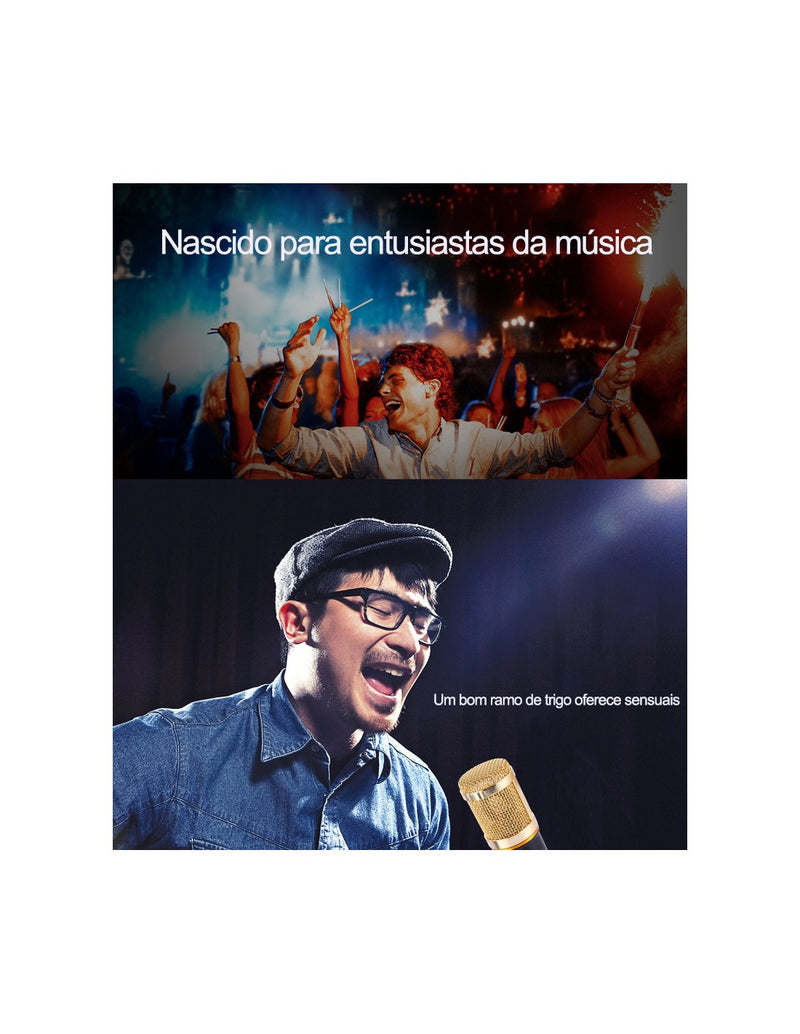 Conjunto Microfone Condensador e Placa de Som QA-T606