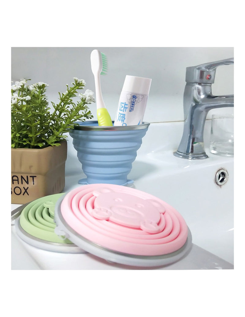 Copos Dobrável em Silicone com Tampa