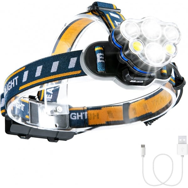 Lanterna Frontal LED Recarregável com Ajuste de Intensidade