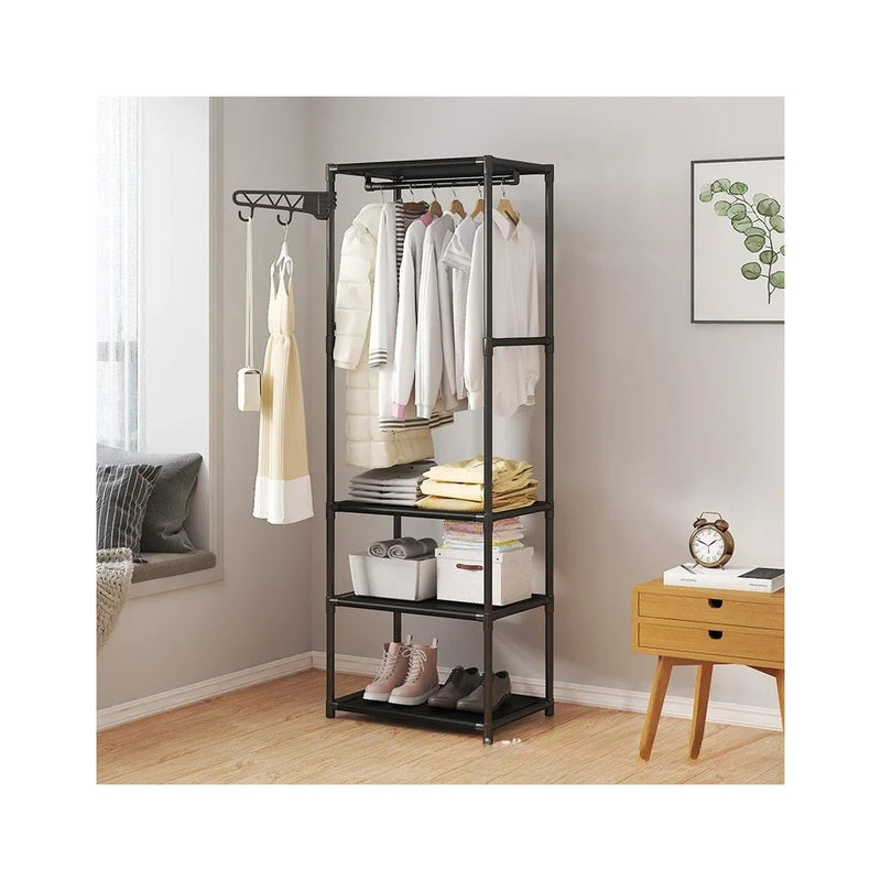 Organizador de Roupas com Prateleiras e Suporte Lateral