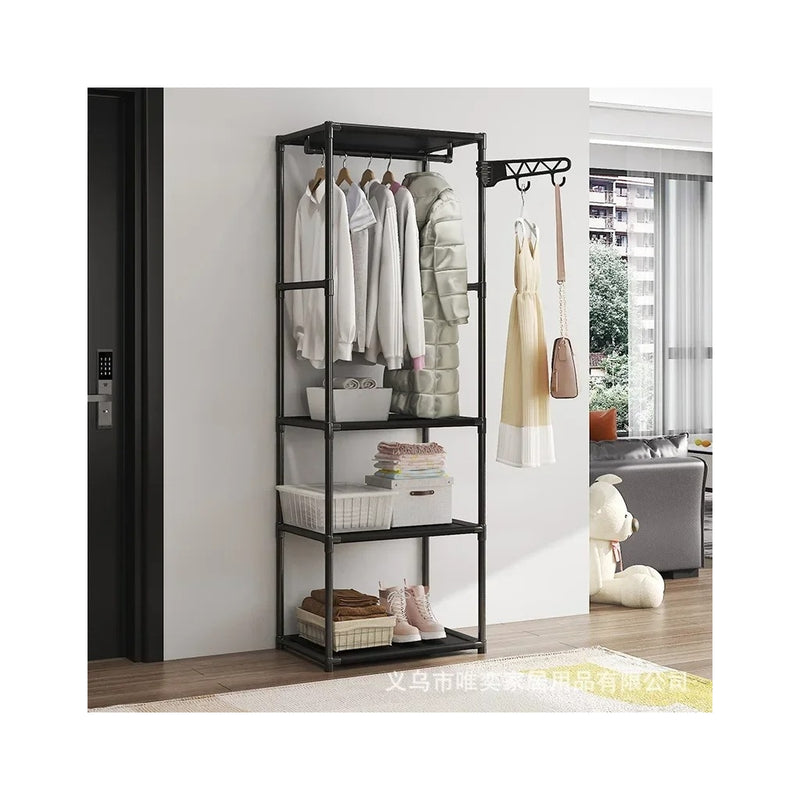 Organizador de Roupas com Prateleiras e Suporte Lateral